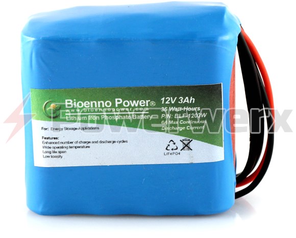 Picture of Bioenno BLF-1203W 12V, 3Ah Lithium Iron Phosphate (LiFePO4) Battery, PVC