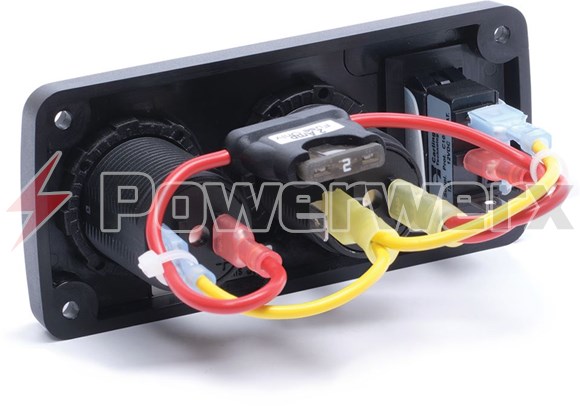 Picture of Blue Sea 4363 Water Resistant Accessory Panel - Circuit Breaker, 12V Socket, Dual USB Charger