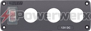 Blue Sea Systems 4365-BSS Water-Resistant Accessory Panel | 15A Circuit Breaker, 12V Socket, Dual USB Chargers
