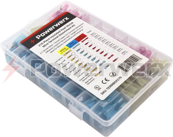 Picture of Heat Shrink Wire Terminal Connector Kit, 270 Piece Assortment of Waterproof Electrical Crimp Connectors