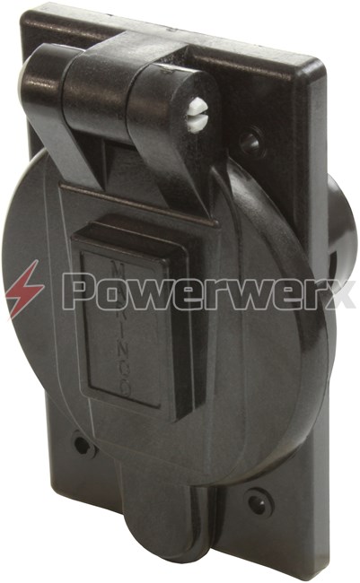 Picture of Marinco Manual AC Receptacle Inlet 120VAC, 20A, Water Tight, Black Color