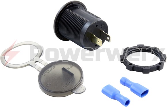 Picture of Powerwerx Panel Mount Combination Single USB QC 3.0 with Red LED Volt & Amp Display