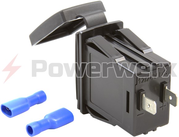Picture of Powerwerx Switch Mounted Dual USB 4.8A Device Charger with Blue LED Voltage Display